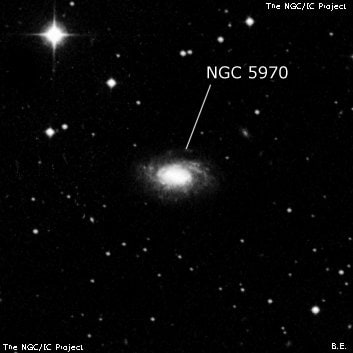 NGC 5970 - спиральная галактика с баром. Описание NGC 5970:, Галактика в созвездии Змея