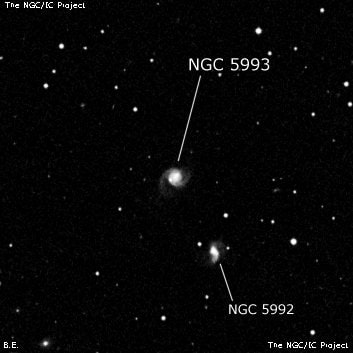 NGC 5993 - спиральная галактика с баром. Описание NGC 5993:, Галактика в созвездии Волопас