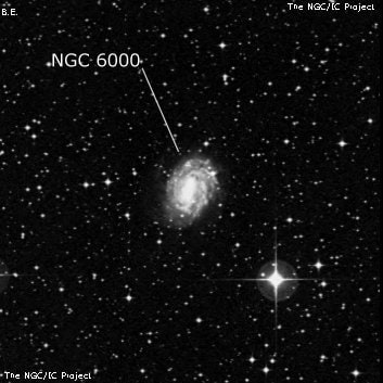 NGC 6000 - спиральная галактика с баром. Описание NGC 6000:, Галактика в созвездии Скорпион