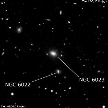NGC 6023 - эллиптическая галактика. Описание NGC 6023:, Галактика в созвездии Змея