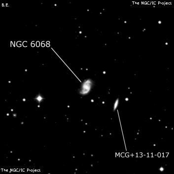 NGC 6068 - спиральная галактика с баром. Описание NGC 6068:, Галактика в созвездии Малая Медведица