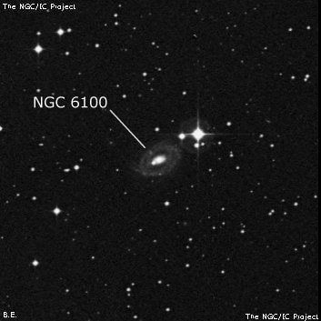 NGC 6100 - линзовидная галактика. Описание NGC 6100:, Галактика в созвездии Змея