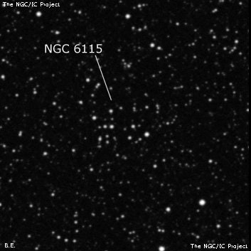 NGC 6115 - рассеянное скопление звёзд. Описание NGC 6115:, Рассеянное скопление в созвездии Наугольник