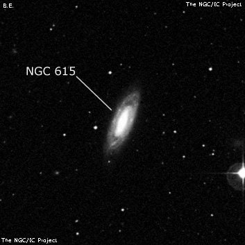 NGC 615 - спиральная галактика. Описание NGC 615:, Галактика в созвездии Кит