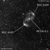 NGC 6165 - туманность. Описание NGC 6165:, Комплекс туманностей в созвездии Наугольник