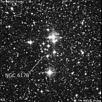 NGC 6178 - рассеянное скопление звёзд. Описание NGC 6178:, Рассеянное скопление в созвездии Скорпион