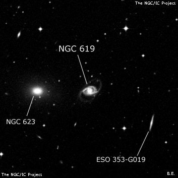 NGC 619 - спиральная галактика с баром. Описание NGC 619:, Галактика в созвездии Скульптор