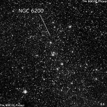 NGC 6200 - рассеянное скопление звёзд. Описание NGC 6200:, Рассеянное скопление в созвездии Жертвенник