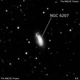 NGC 6207 - спиральная галактика. Описание NGC 6207:, Галактика в созвездии Геркулес