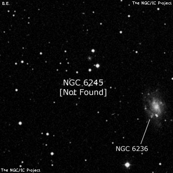 NGC 6245 - по указанным Генри Дрейером координатам, объект повторно не найден; . Описание NGC 6245:, Объект глубокого космоса в созвездии Дракон