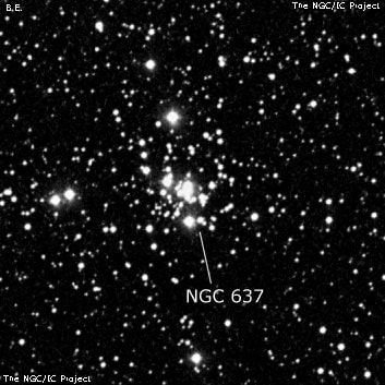 NGC 637 - рассеянное скопление звёзд. Описание NGC 637:, Рассеянное скопление в созвездии Кассиопея