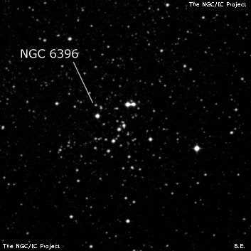 NGC 6396 - рассеянное скопление звёзд. Описание NGC 6396:, Рассеянное скопление в созвездии Скорпион