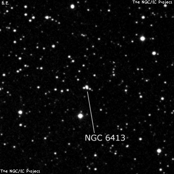 NGC 6413 - четыре звезды. Описание NGC 6413:, Объект глубокого космоса в созвездии Змееносец