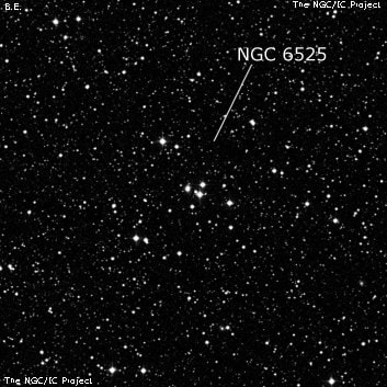 NGC 6525 - рассеянное скопление звёзд. Описание NGC 6525:, Рассеянное скопление в созвездии Змееносец