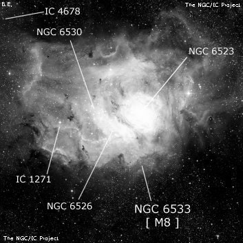 NGC 6533 - туманность. Описание NGC 6533:, Объект глубокого космоса в созвездии Стрелец