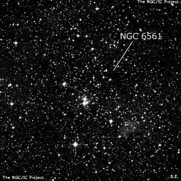 NGC 6561 - по указанным Генри Дрейером координатам, объект повторно не найден; . Описание NGC 6561:, Рассеянное скопление в созвездии Стрелец