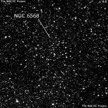 NGC 6568 - рассеянное скопление звёзд. Описание NGC 6568:, Рассеянное скопление в созвездии Стрелец