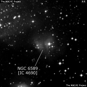 NGC 6589 - туманность. Описание NGC 6589:, Комплекс туманностей в созвездии Стрелец