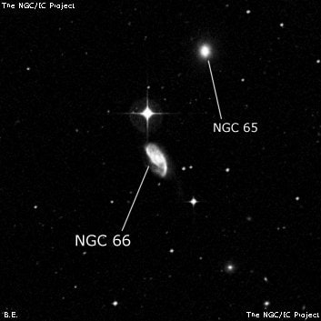 NGC 66 - спиральная галактика с баром. Описание NGC 66:, Галактика в созвездии Кит