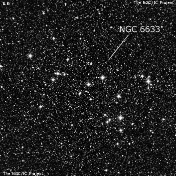 NGC 6633 - рассеянное скопление звёзд. Описание NGC 6633:, Рассеянное скопление в созвездии Змееносец