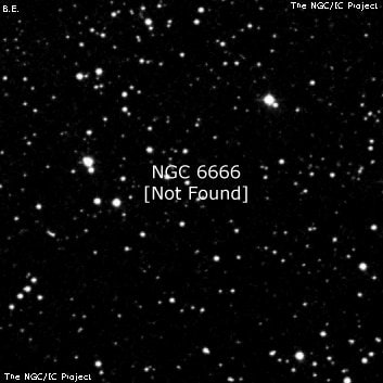 NGC 6666 - по указанным Генри Дрейером координатам, объект повторно не найден; . Описание NGC 6666:, Объект глубокого космоса в созвездии Лира
