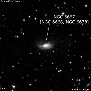 NGC 6667 - спиральная галактика с баром. Описание NGC 6667:, Объект глубокого космоса в созвездии Дракон