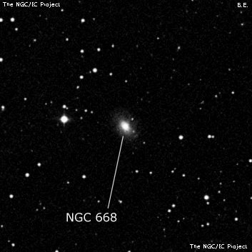 NGC 668 - спиральная галактика. Описание NGC 668:, Галактика в созвездии Андромеда