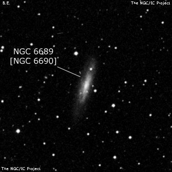 NGC 6689 - спиральная галактика с баром. Описание NGC 6689:, Объект глубокого космоса в созвездии Дракон