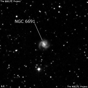 NGC 6691 - спиральная галактика с баром. Описание NGC 6691:, Галактика в созвездии Дракон