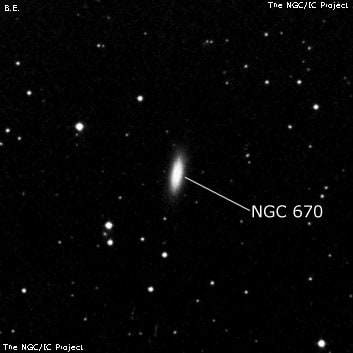 NGC 670 - линзовидная галактика. Описание NGC 670:, Галактика в созвездии Треугольник