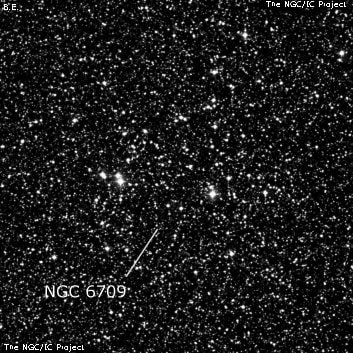 NGC 6709 - рассеянное скопление звёзд. Описание NGC 6709:, Рассеянное скопление в созвездии Орел