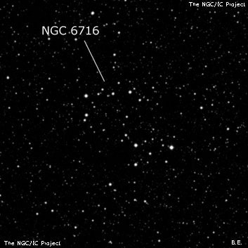 NGC 6716 - рассеянное скопление звёзд. Описание NGC 6716:, Рассеянное скопление в созвездии Стрелец