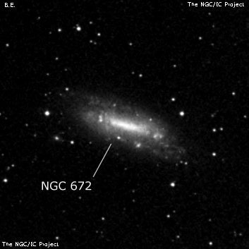 NGC 672 - спиральная галактика с баром. Описание NGC 672:, Галактика в созвездии Треугольник