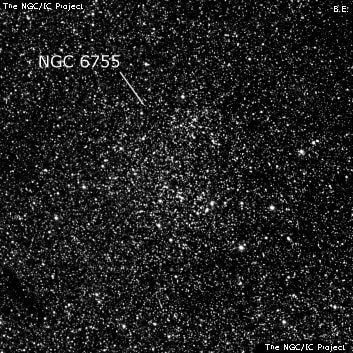 NGC 6755 - рассеянное скопление звёзд. Описание NGC 6755:, Рассеянное скопление в созвездии Орел