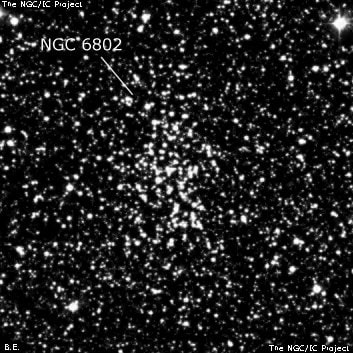 NGC 6802 - рассеянное скопление звёзд. Описание NGC 6802:, Рассеянное скопление в созвездии Лисичка