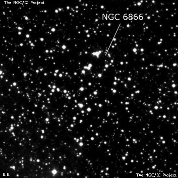 NGC 6866 - рассеянное скопление звёзд. Описание NGC 6866:, Рассеянное скопление в созвездии Лебедь
