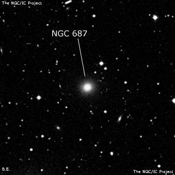 NGC 687 - линзовидная галактика. Описание NGC 687:, Галактика в созвездии Андромеда