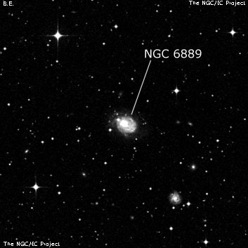 NGC 6889 - спиральная галактика с баром. Описание NGC 6889:, Галактика в созвездии Телескоп