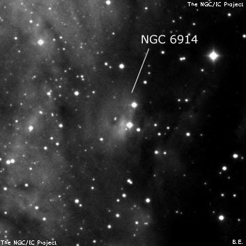 NGC 6914 - туманность. Описание NGC 6914:, Отражательная туманность в созвездии Лебедь