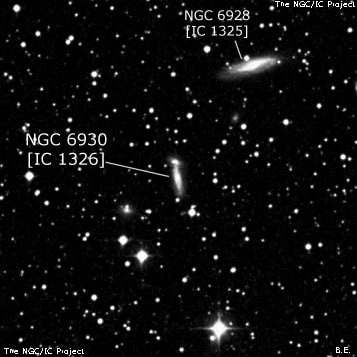 NGC 6930 - спиральная галактика с баром. Описание NGC 6930:, Галактика в созвездии Дельфин