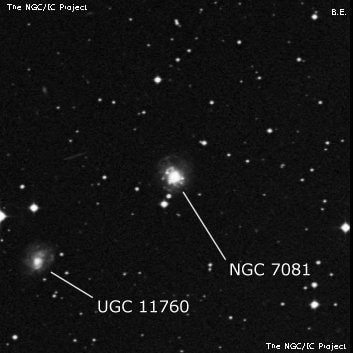 NGC 7081 - спиральная галактика. Описание NGC 7081:, Галактика в созвездии Водолей