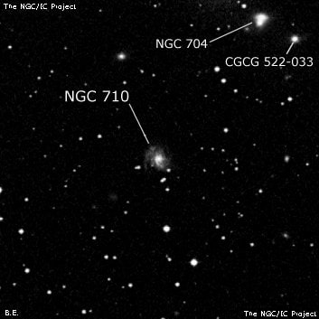 NGC 710 - спиральная галактика. Описание NGC 710:, Галактика в созвездии Андромеда