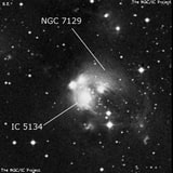 NGC 7129 - рассеянное скопление звёзд. Описание NGC 7129:, Комплекс туманностей в созвездии Цефей
