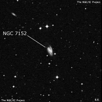 NGC 7152 - спиральная галактика с баром. Описание NGC 7152:, Галактика в созвездии Южная Рыба