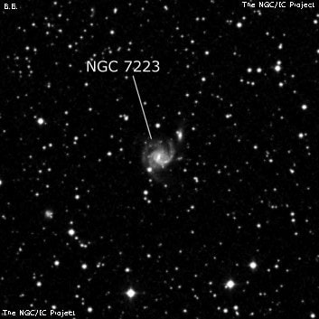 NGC 7223 - спиральная галактика с баром. Описание NGC 7223:, Галактика в созвездии Ящерица