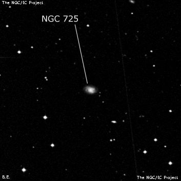 NGC 725 - спиральная галактика. Описание NGC 725:, Галактика в созвездии Кит