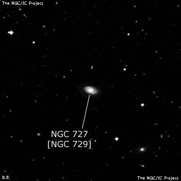 NGC 727 - спиральная галактика с баром. Описание NGC 727:, Объект глубокого космоса в созвездии Печь