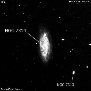 NGC 7314 - спиральная галактика с баром. Описание NGC 7314:, Галактика в созвездии Южная Рыба
