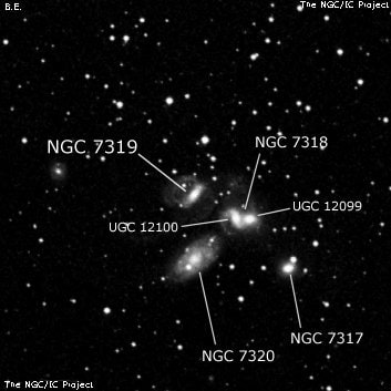 NGC 7319 - спиральная галактика с баром. Описание NGC 7319:, Галактика в созвездии Пегас