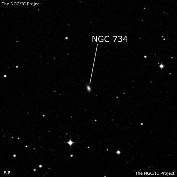 NGC 734 - спиральная галактика. Описание NGC 734:, Галактика в созвездии Кит